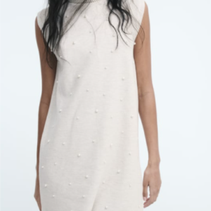 Winter Women Clothing Casual Artificial Decorated Pearls Dress