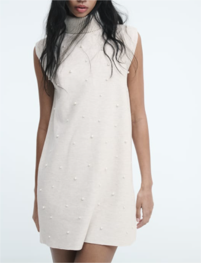 1204012695691460608 Winter Women Clothing Casual Artificial Decorated Pearls Dress