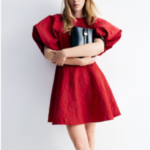 Women Clothing Younger Back Lace up Puff Sleeve Dress