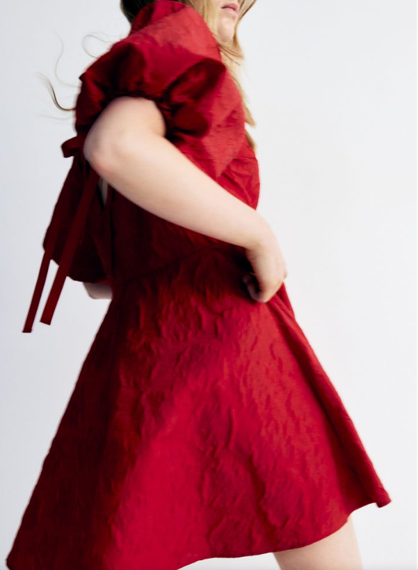 1318305612781584384 Women Clothing Younger Back Lace up Puff Sleeve Dress - Image 2