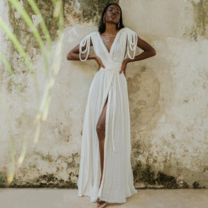 Spring Women Rope Strapless Sexy Halter Loose Vacation Beach Dress Women