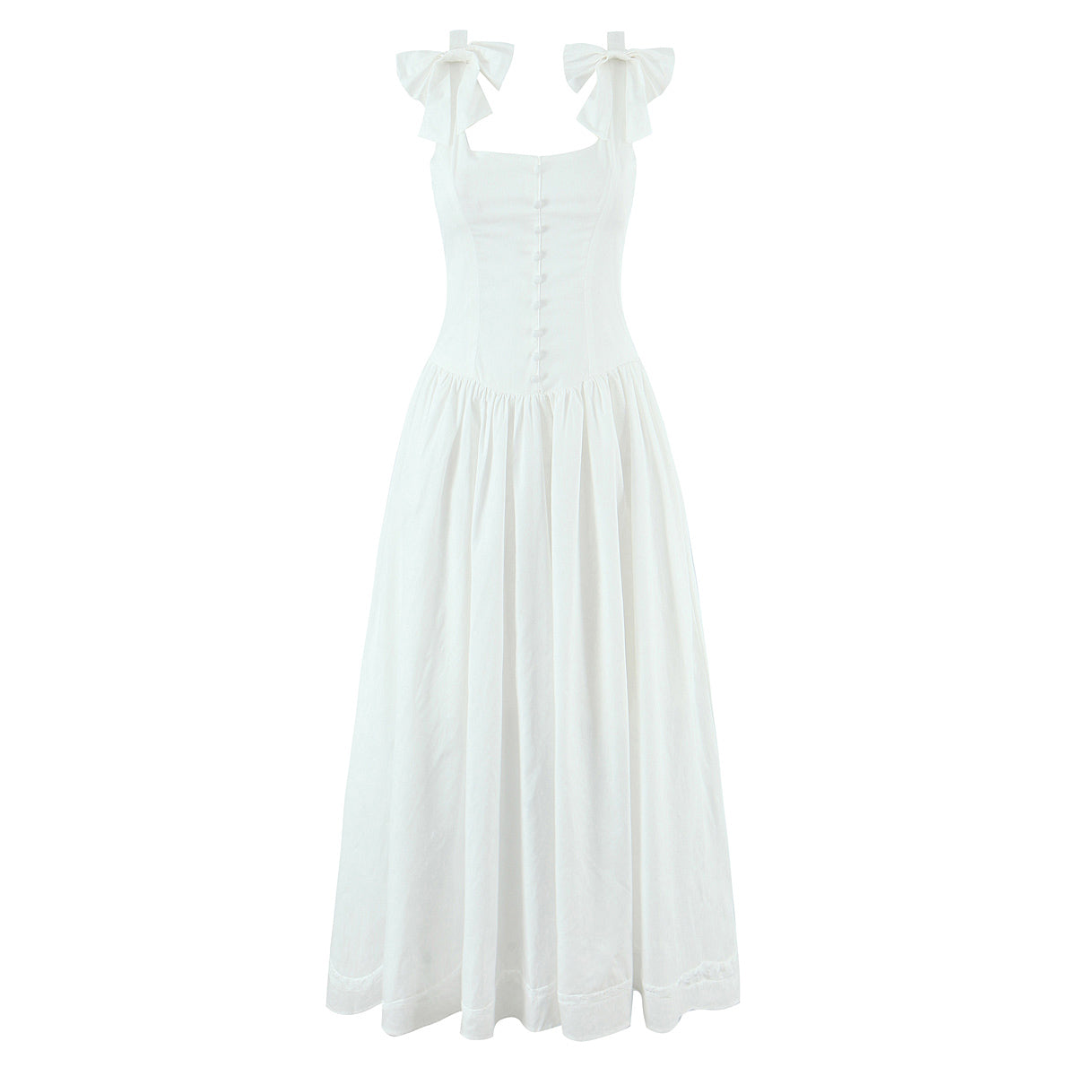 1394984307239419904 House Same French Sweet Bowknot Decoration Gentle Elegant Graceful U Collar Waist Trimming Spaghetti Straps Dress - Image 3