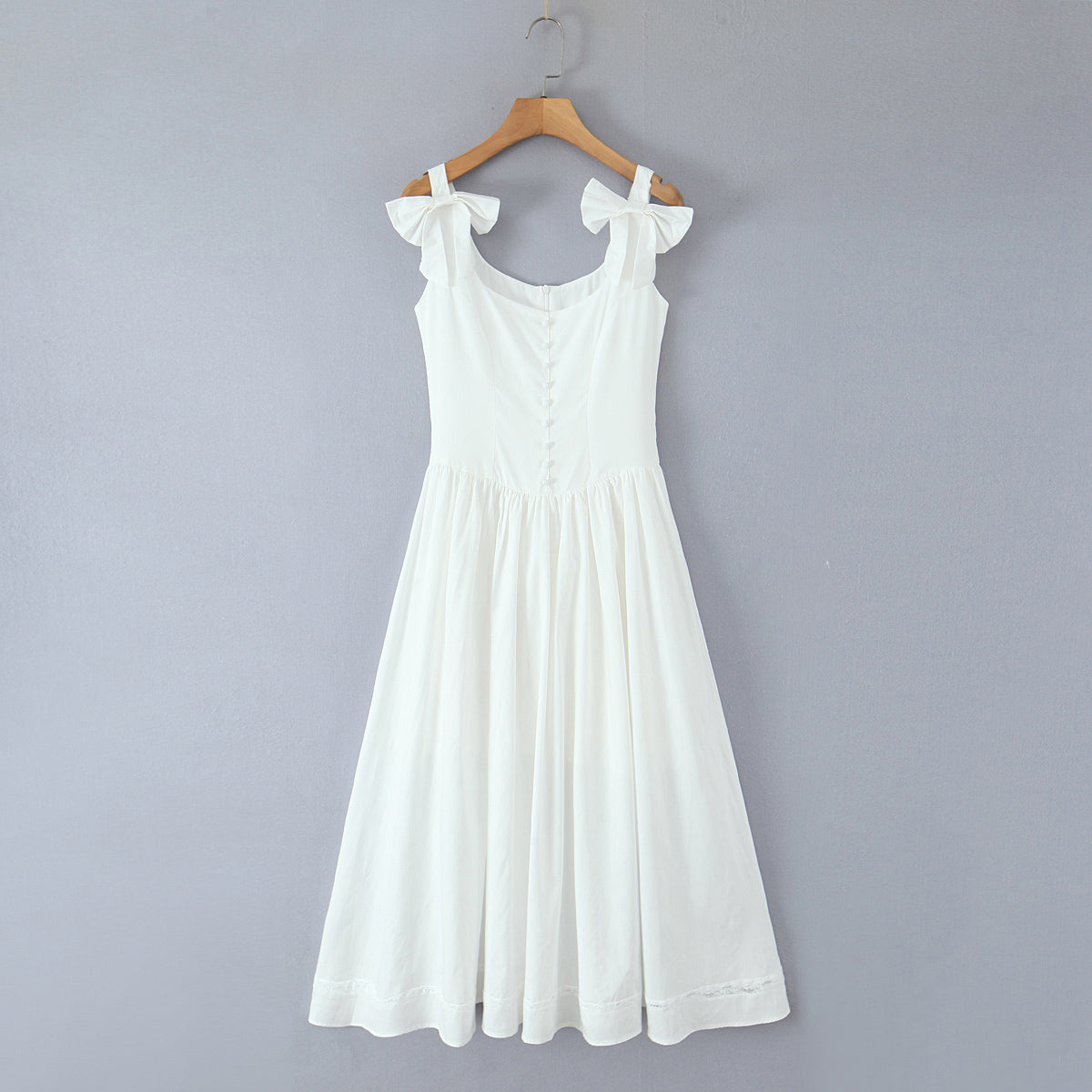 1394984456716025856 House Same French Sweet Bowknot Decoration Gentle Elegant Graceful U Collar Waist Trimming Spaghetti Straps Dress - Image 5