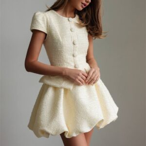 Women Clothing Autumn Women Clothing Short Sleeve Bud Top Skirt Two Piece Suit
