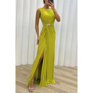 Pleated Split Casual Dress Sleeveless Dress