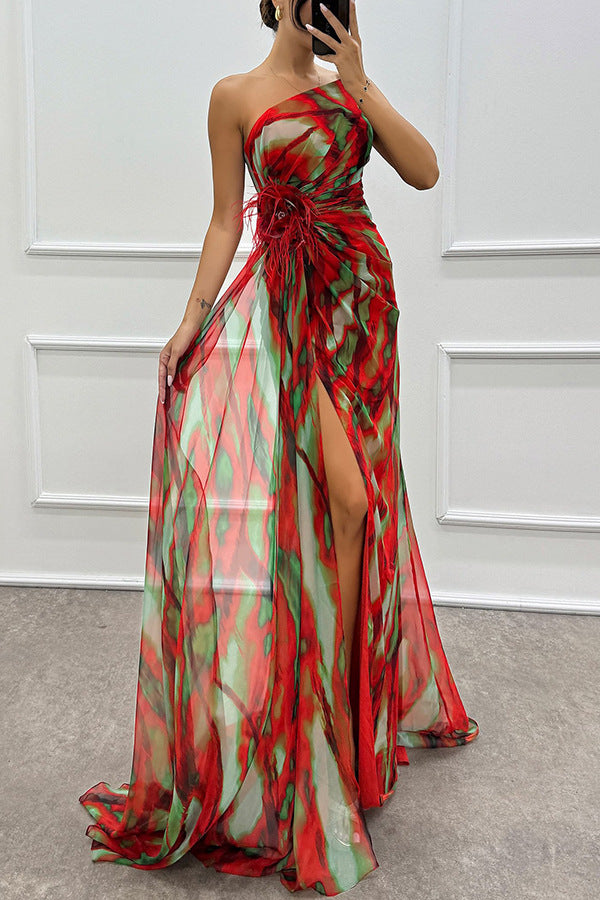 O1CN019R4Cuy1c2HqgR3Jlo__2208129443542-0-cib Chiffon Floral Print Slit Dress Casual Party Long Women Clothing Dress - Image 4