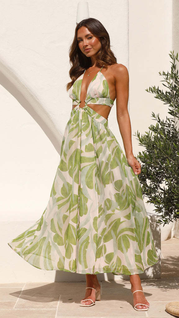 O1CN01GRnMgV2FfSeiZP3lc__2747838907-0-cib Summer Women V neck Backless Lace Printing Swing Maxi Dress - Image 2