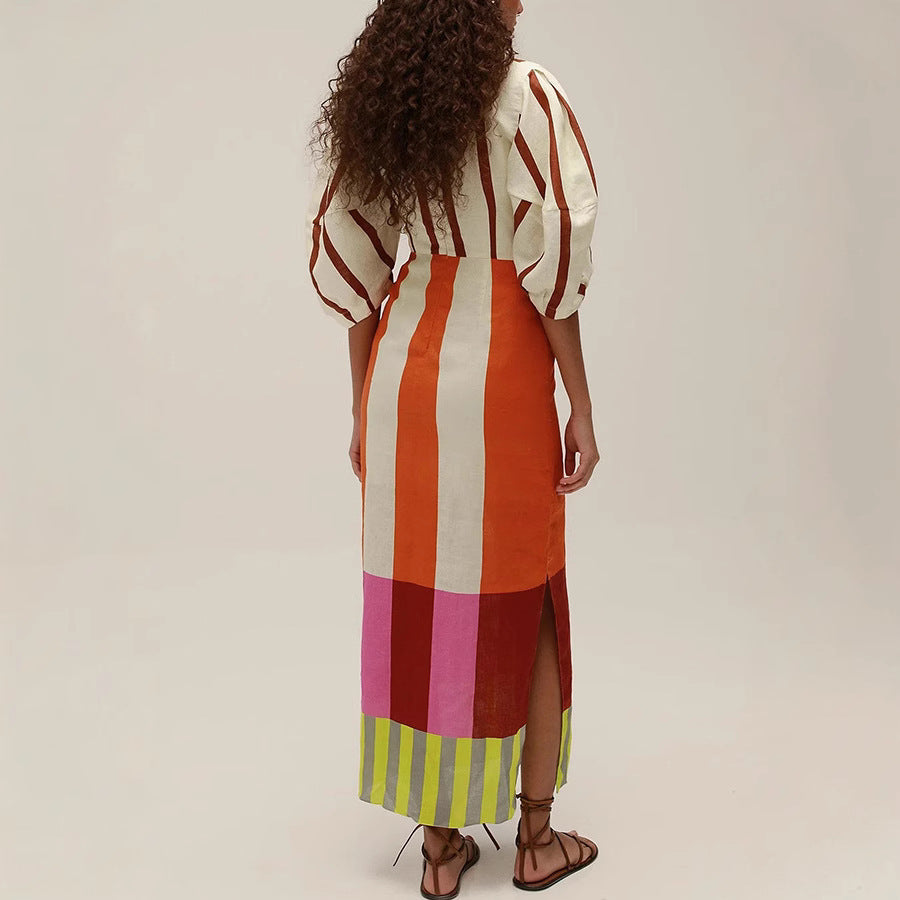 O1CN01JbUrKM1c2HvMi9BHx__2208129443542-0-cib Spring Summer Positioning Printing Linen Dress Casual Vacation Loose Dress - Image 2