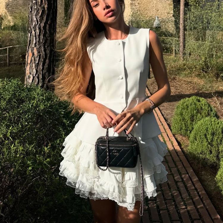O1CN01eft3jp2KYCdTihmO9__2212760969568-0-cib Casual Skirt Outfit Women High Grade Sleeveless Vest Waistcoat Top High Waist Bubble Skirt Two Piece Sets - Image 2