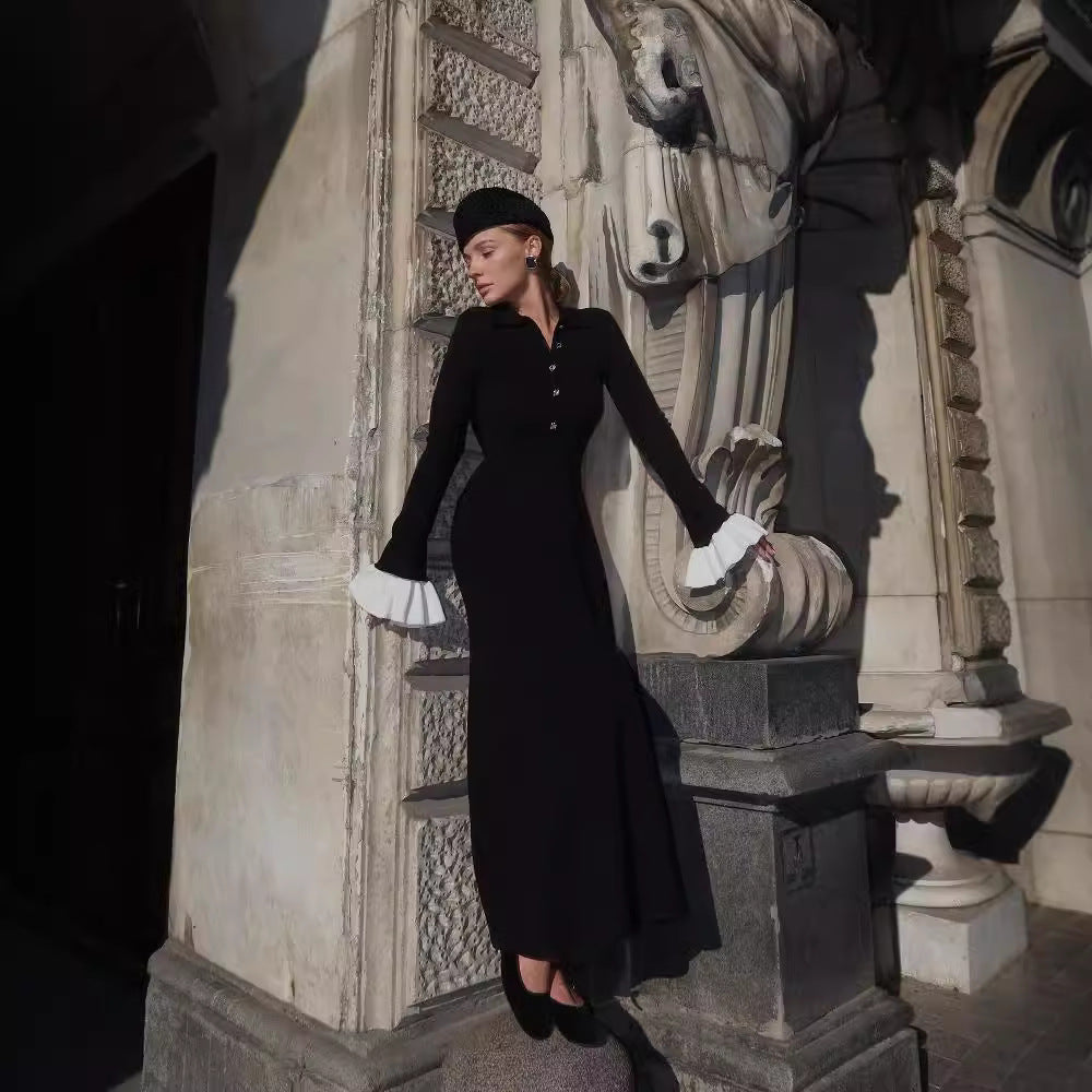 O1CN01g0F89k1DN1OaOGJfw__2243970203-0-cib Long Sleeved Knitted Maxi Dress Casual Waist Tight Maxi Dress for Women - Image 2