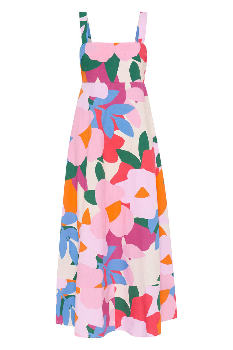 O1CN01nWlv7l2HoHcltJLD5__3417629197-0-cib Summer Vacation French Spaghetti Strap Floral Print Maxi Dress - Image 4