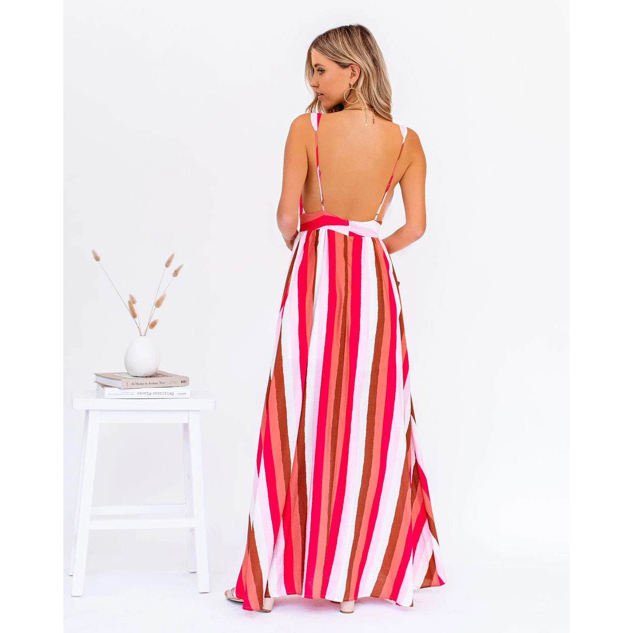 O1CN01ovoWBo1c2HWgEToyX__2208129443542-0-cib Sexy Strap Deep V Plunge Striped Casual Dress Home Loose Lace up Large Swing - Image 4
