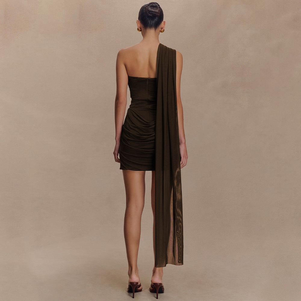 O1CN01roI9DI1FtCVq2y5J5__3175780544-0-cib Summer Ribbon Pleated Dress Sexy Tube Top Women Hip - Image 7