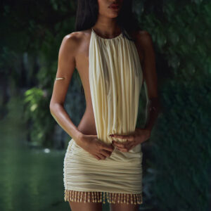 Backless Elegant Sexy Solid Color Slim Fit Short Hip Hugger Dress Women