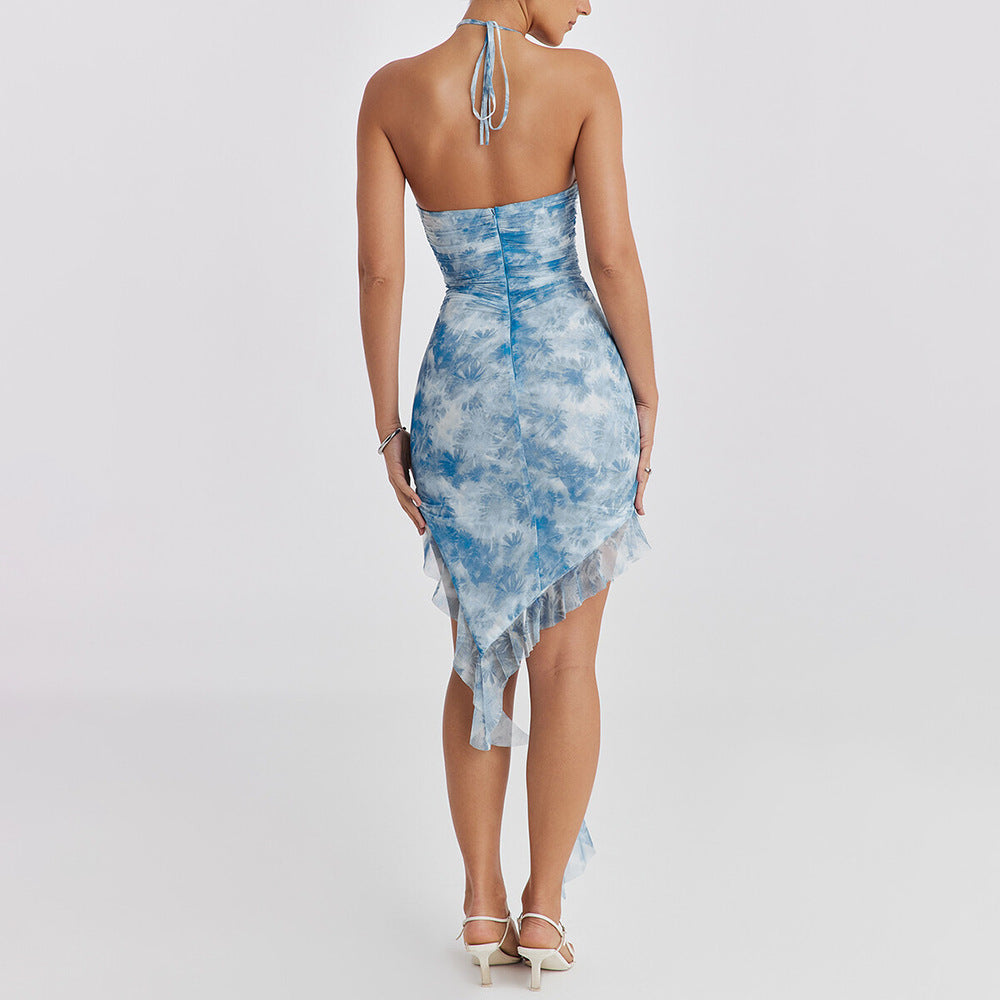 O1CN01vx9clK1FtCPYV7yVQ__3175780544-0-cib Dress Halter Backless Printing Dress Sexy Slim Fit Dress - Image 2