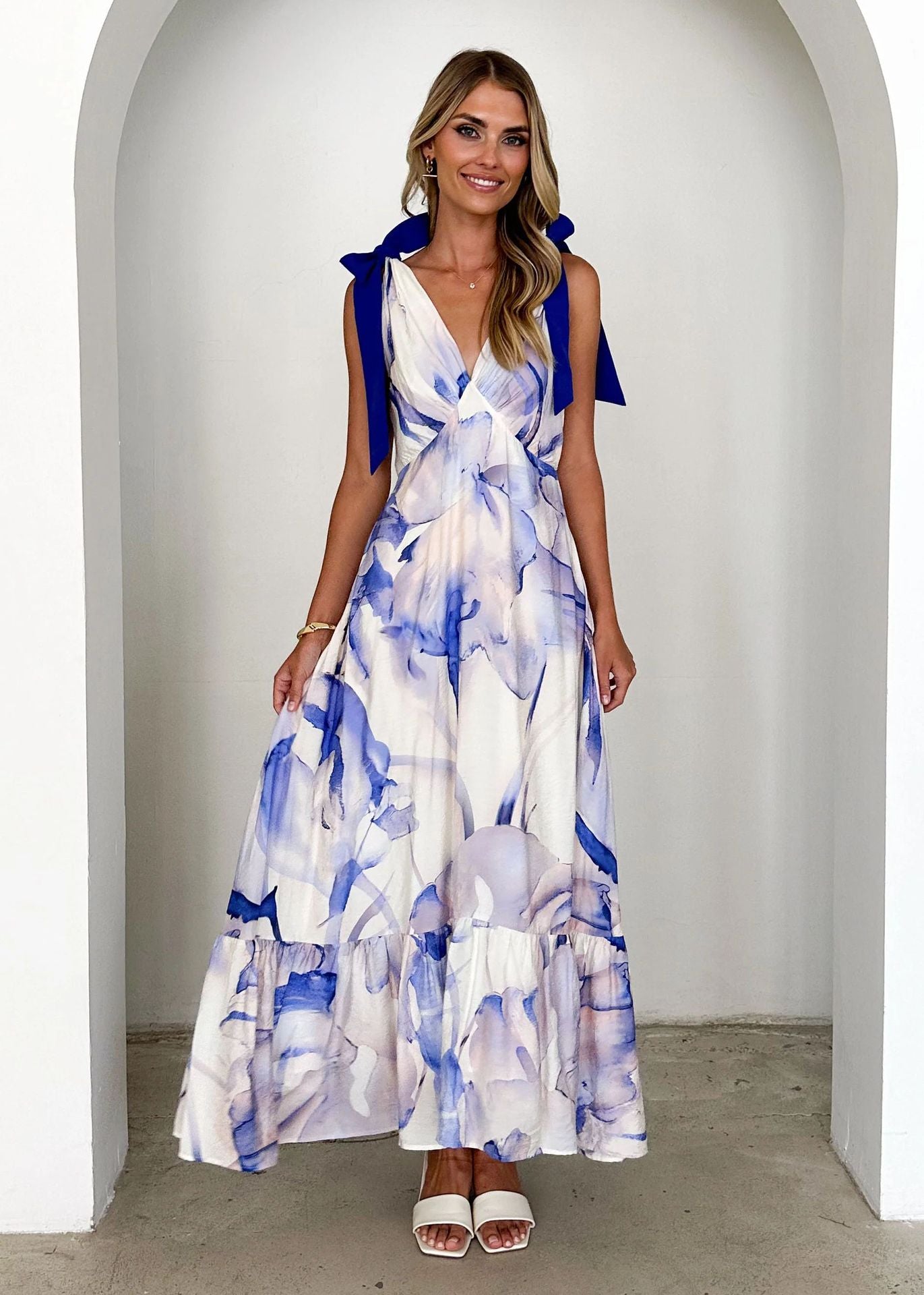 O1CN01xFHMQT2HoHePGcVKy__3417629197-0-cib Summer Women Maxi Dress V neck Sleeveless Printed Dress - Image 5